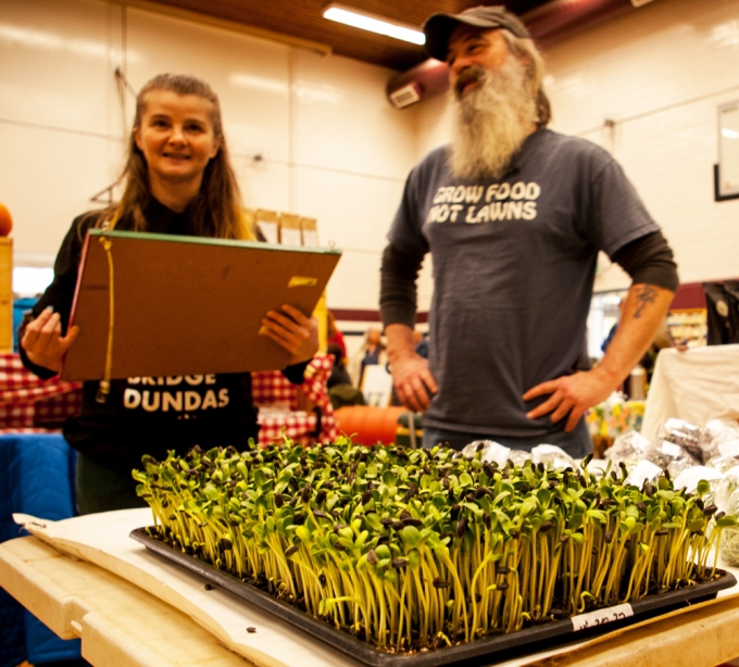 Green Wheel Farm with sunfloweer sprouts at Pictin Seedy Saturday